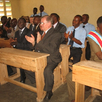 In the classroom during the speeches the Hungarian sponsor civic dignitaries and other guests